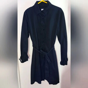 New York & Company Ruffled Black Trench Coat